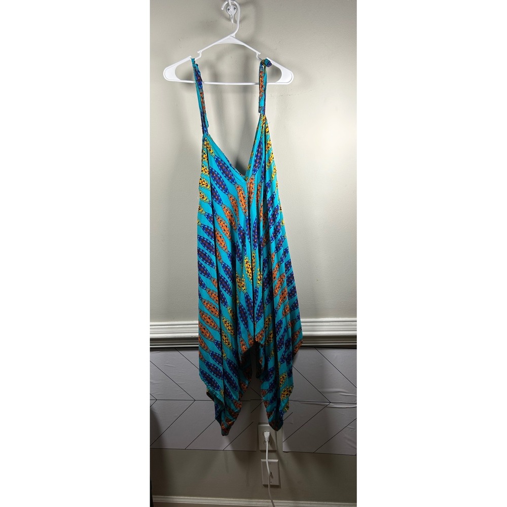 Harem Jumpsuit Women One Size Turquoise Orange Boho Festival Geometric jumper